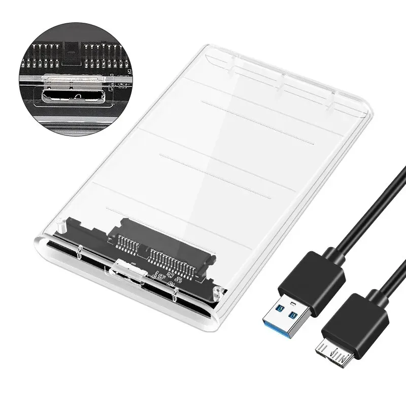 USB3.0 Чехол для внешнего жесткого диска 5 Гбит/с 2,5 дюйма Прозрачный чехол для жесткого диска Корпус для жесткого диска SATA HDD SSD Чехол для хранения для портативных ПК