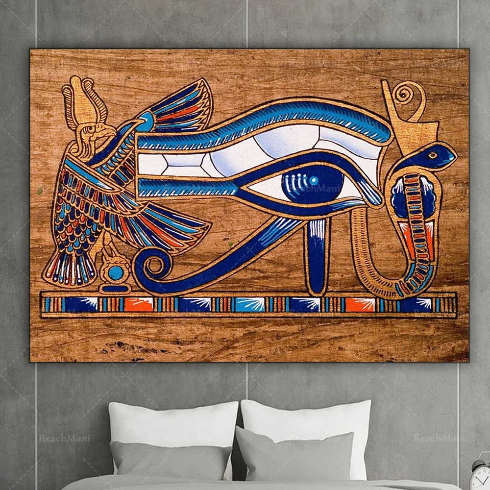 Египетские фрески, принты на холсте Queen Nefertari Horus и Ra, египетская этничность, древние египетские фараоны, современный модерн