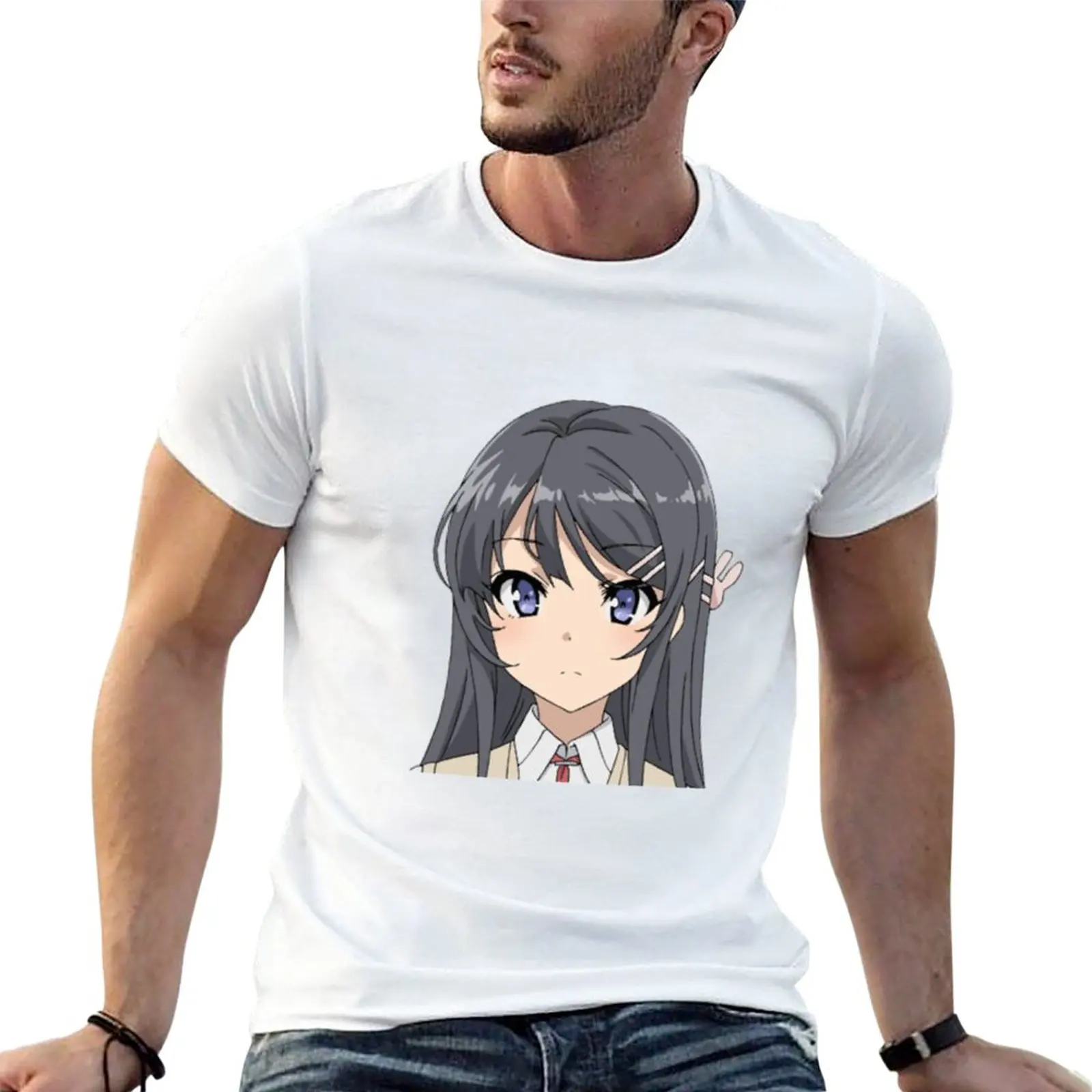 Футболка Mai Sakurajima - RASCAL NOT DREAM OF BUNNY GIRL SENPAI, летние топы, кавайная одежда, большая Мужская футболка