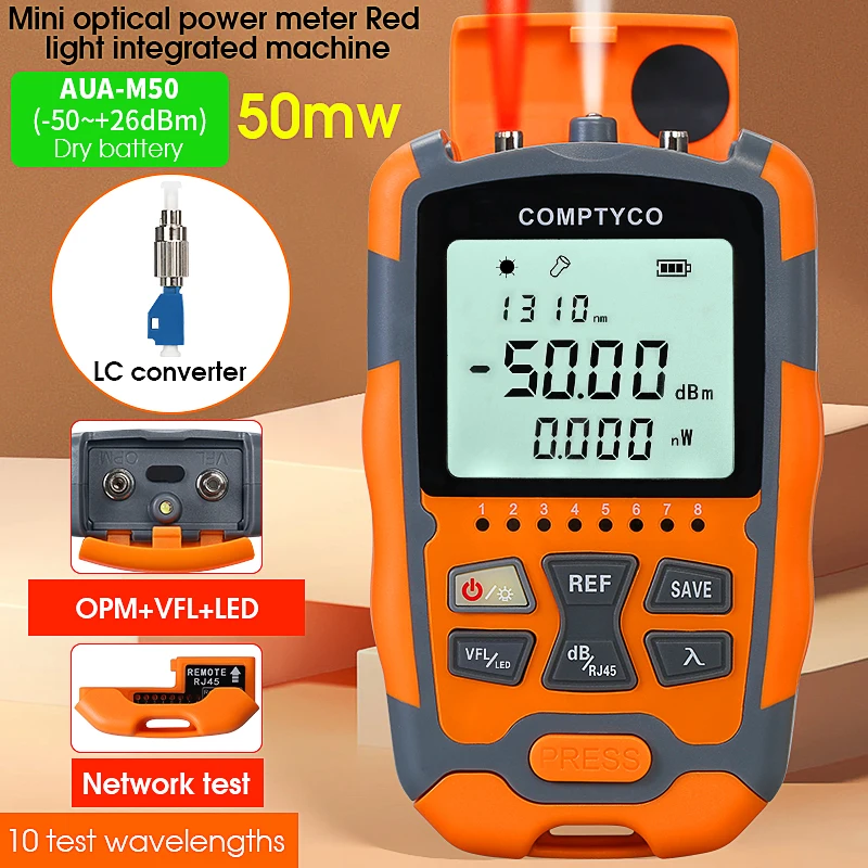 COMPTYCO AUA-M50 Мини-измеритель Оптической Мощности Многофункциональный Тестер Оптического Волокна 4-в-1 Визуальный Локатор ...