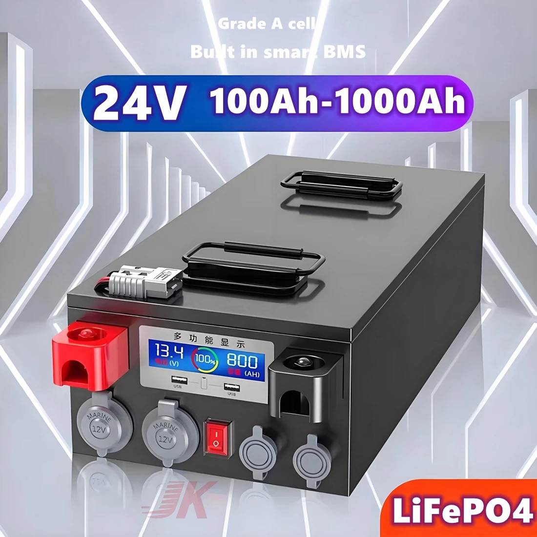 Рыболовная лодка для кемпинга, автофургона, аккумулятор LiFePO4, аккумулятор 24 В, 24 В, 24 В, 1000 Ач, многофункциональная аккумуляторная батарея глубокого цикла