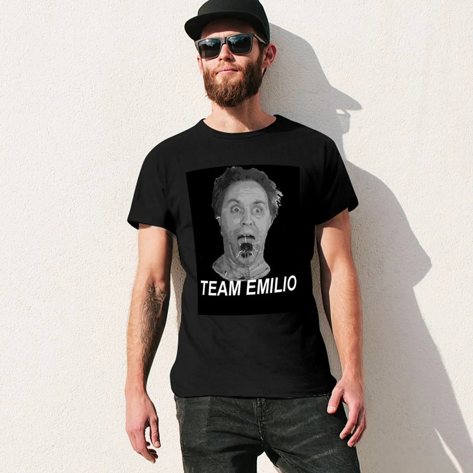 Фото Футболка Team Emilio essential, Винтажная футболка с аниме принтом животных для мальчиков, Мужская Дизайнерская футболка №3