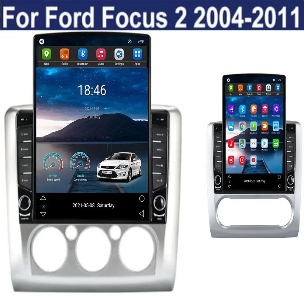 Автомобильный радиоприемник Carplay 8G + 128G Android 13 для Ford Focus 2 3 Mk2 Mk3 2004 2005-2011 мультимедийный плеер в стиле Тесла GPS 2 Din Авторадио