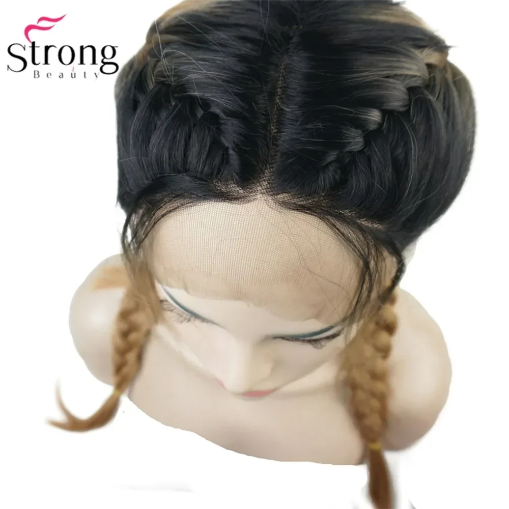 Фото StrongBeauty Синтетический парик фронта шнурка Косы Плетеный парик Клубничный светлый волосы с эффектом омбре №2