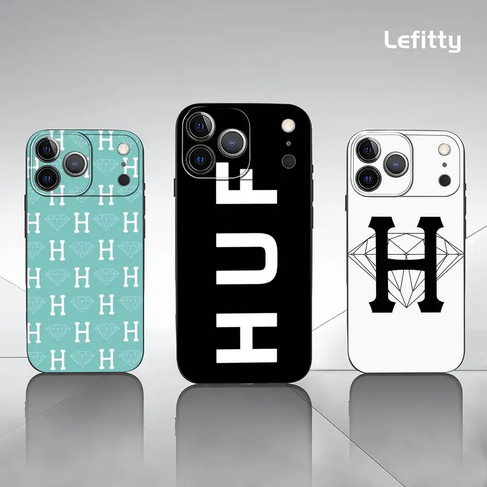 Чехол для телефона с логотипом H-HUF для iPhone 17, 16, 15, 14, 13, 12, 11 Pro Xs Max Mini XR X Plus, черный матовый мягкий чехол Funda