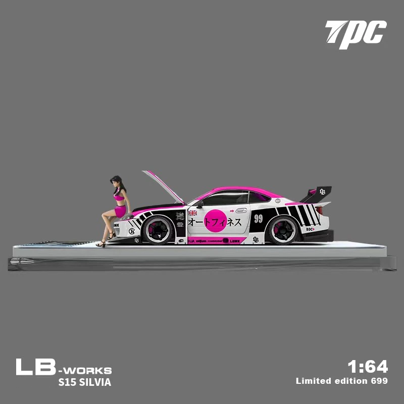 Фото Предпродажа TPC 1:64 LBWK Silvia S15 LB Super Silhouette открывающийся капюшон розовый литой под давлением диорама модель автомобиля Коллекция TimeMicro №4