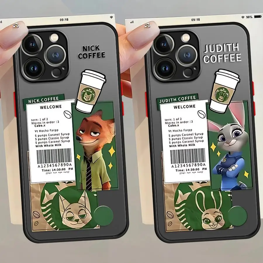 Чехол для телефона Disney Zootopia Judy Nick для iPhone 16e 12 Mini XS 11 12 13 Pro Max 14 15 16 Plus XR 7 8 SE Soft shell