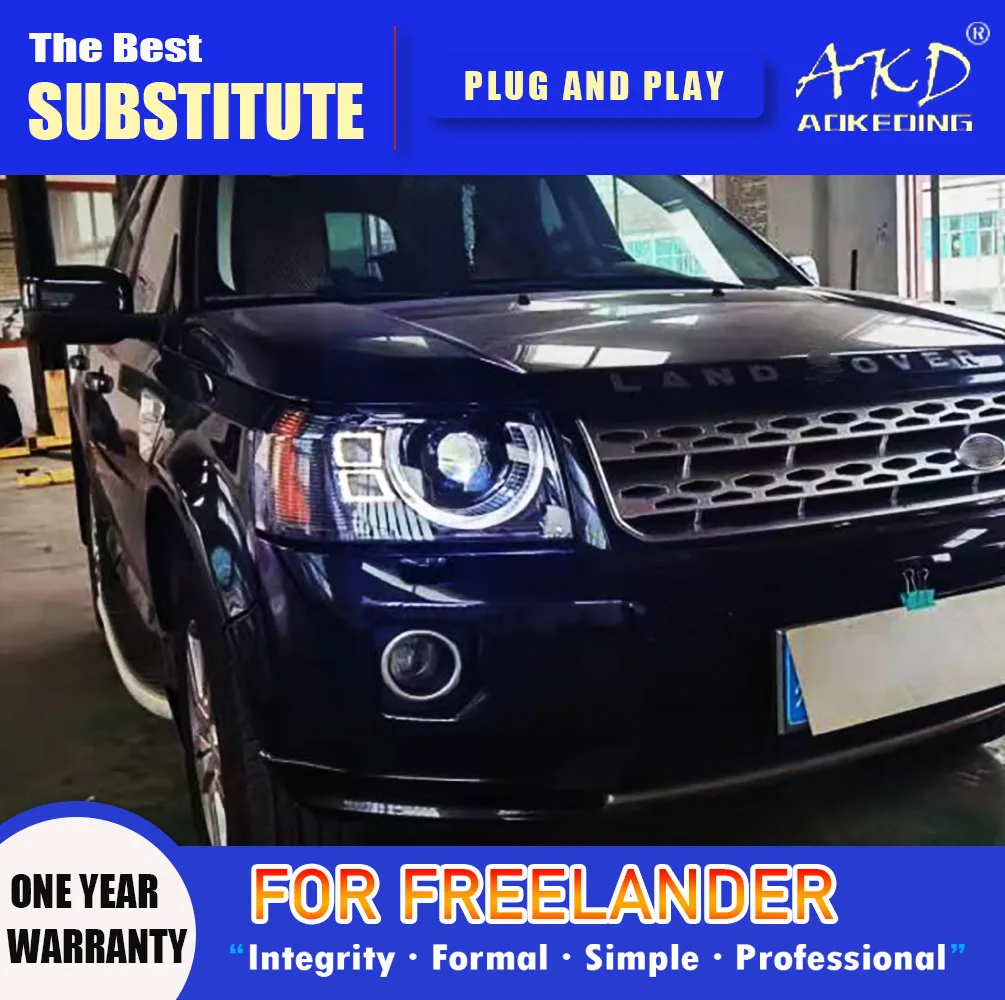 Фото Фара AKD для Freelander, светодиодная фара 2005-2012, фара Freelander 2, DRL, указатель поворота, дальний свет, линза проектора «ангельский глаз» №4
