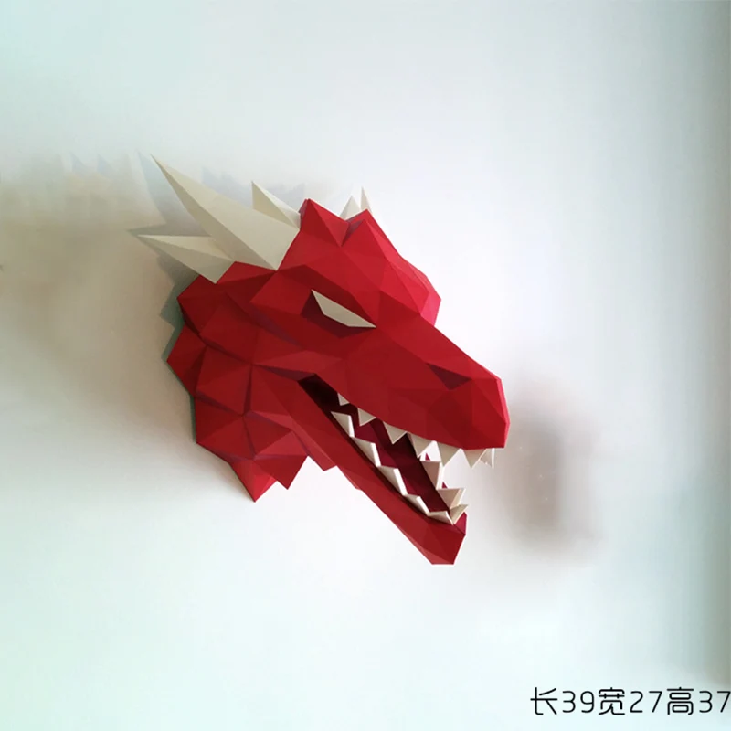 Бумажная модель волка Красная голова дракона 3D Papercraft DIY Ручная работа Художественная скульптура Модель Пазлы Настенные украшения Домашний декор Детские игрушки (art.: 3920cd3877ae2) - 3920cd3877ae2