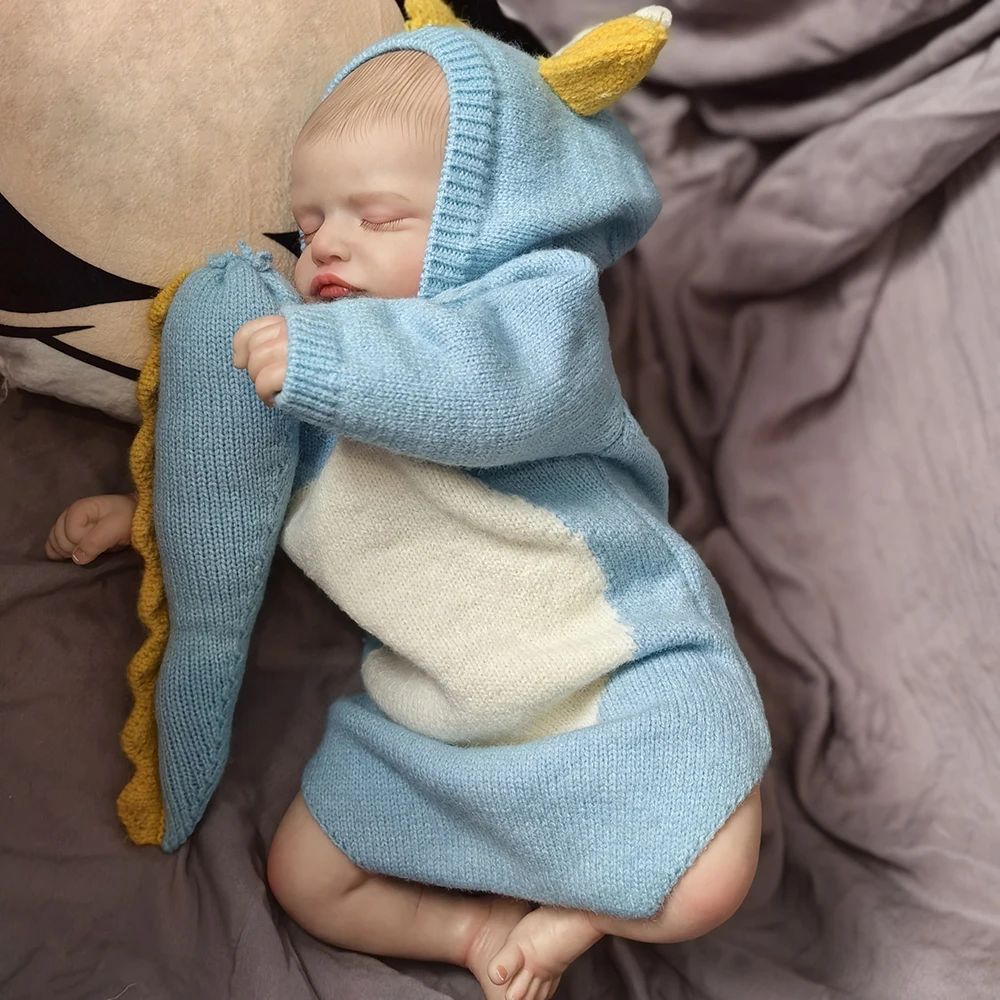46 см Реалистичные Bebe Reborn Мягкий силиконовый винил с закрытыми глазами Reborn Baby Dolls Тканевое тело 3D окрашенное детские игровые коврики Подарки на день рождения Куклы и аксессуары