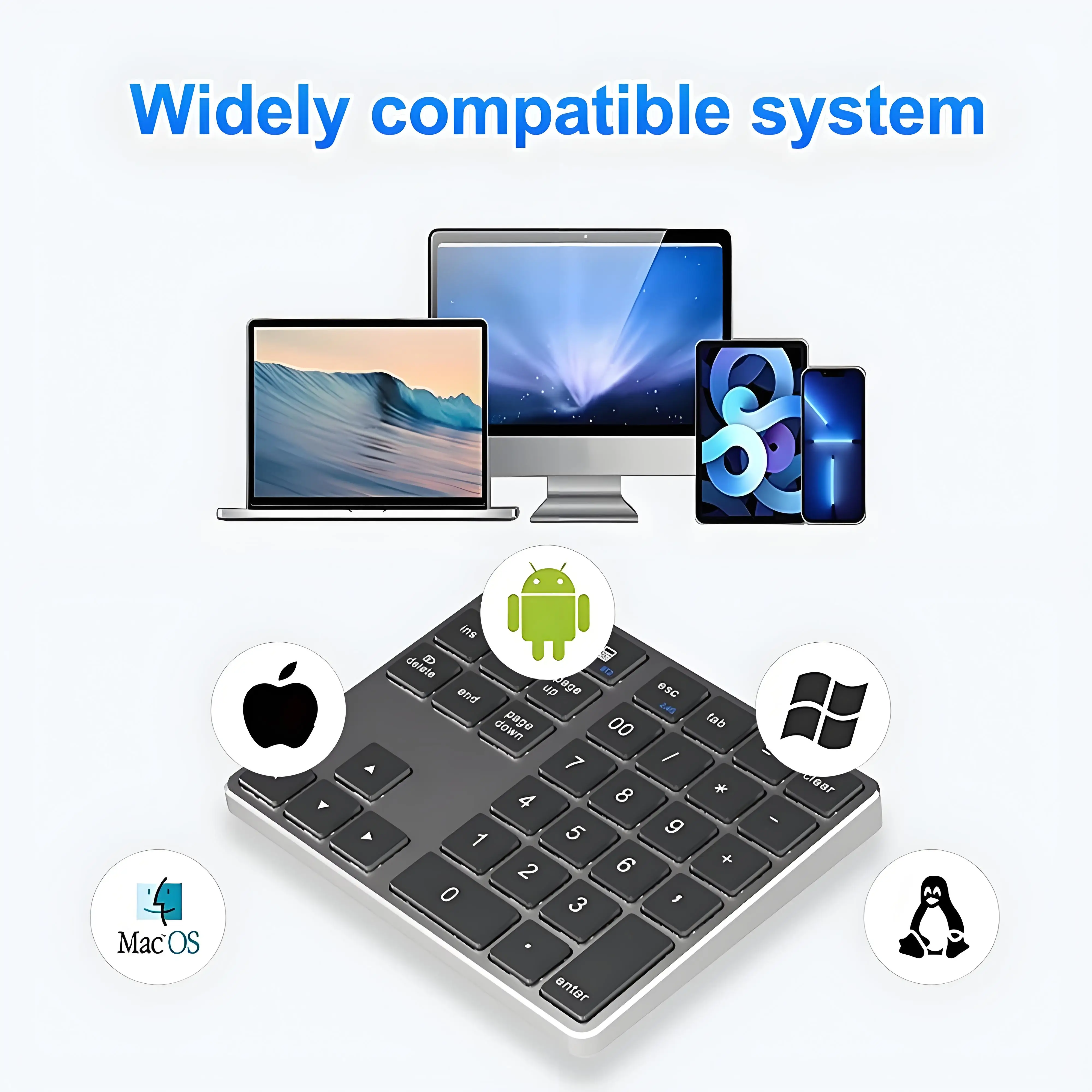 2,4 ГГц Bluetooth цифровая клавиатура K35 беспроводная цифровая клавиатура USB C перезаряжаемая клавиатура цифровая клавиатура для IOS Android Windows (art.: 3920cc77048e5) - 3920cc77048e5