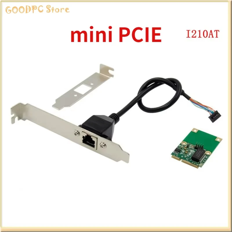 Mini PCIe I210AT RJ45 LAN Серверная сетевая карта GbE Ethernet RJ45 Карта адаптера 1000 м Мини-конвертер Pci-e Двойной порт Гиббитный