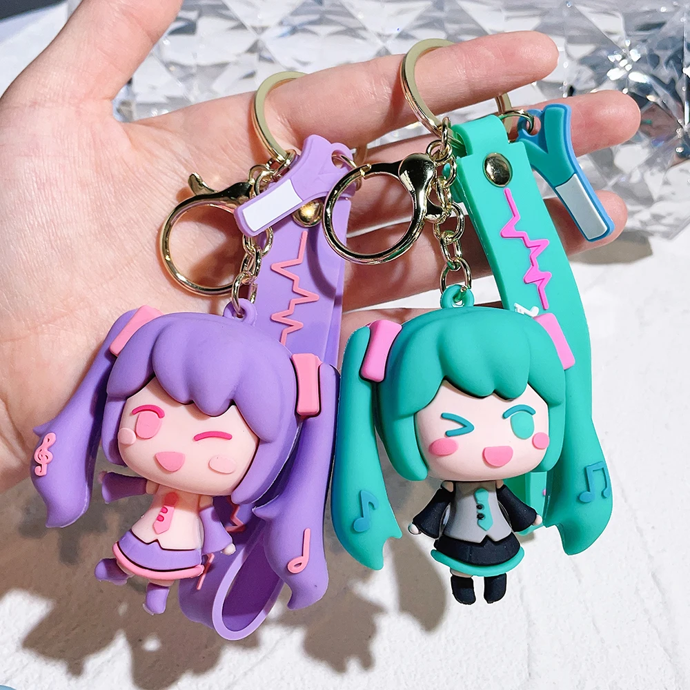 Анимация Hatsune Miku брелок для ключей подвесная игрушка оптовая продажа брелок для ключей подвесное украшение силиконовый милый автомобиль онлайн знаменитости творчество
