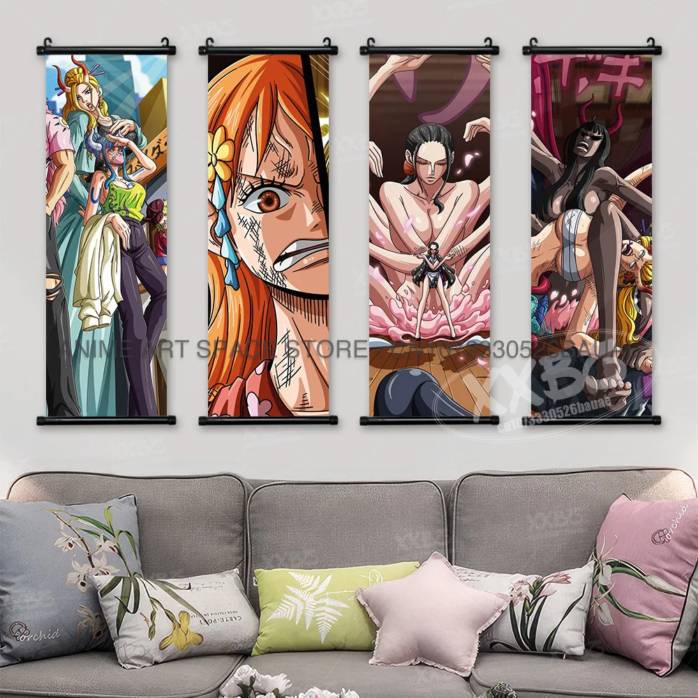 ONE PIECE подвесные картины Обезьяна Д.Луффи аниме постеры Vinsmoke Sanji Scrolls картина Нами настенное искусство Нико Робин домашний декор подарок