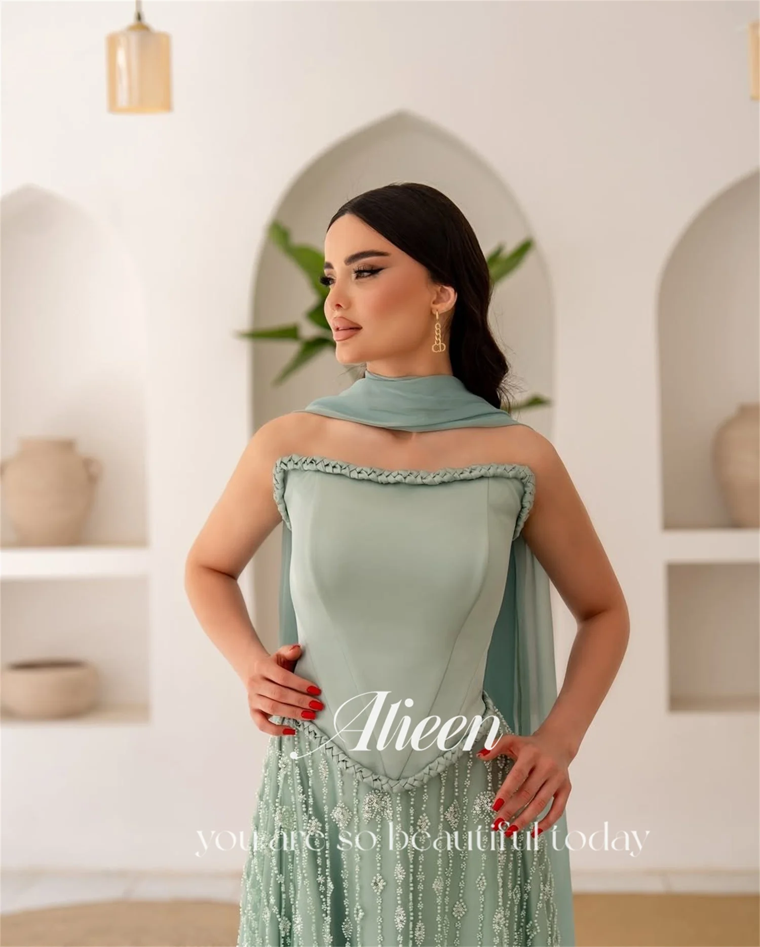 Aileen Women Evening Dress Customized Guest Wedding Evening Dresses 2025 Luxury Vestidos De Festa Luxurious فساتين سهرة Shawl (art.: 3920d0219f159) - 3920d0219f159