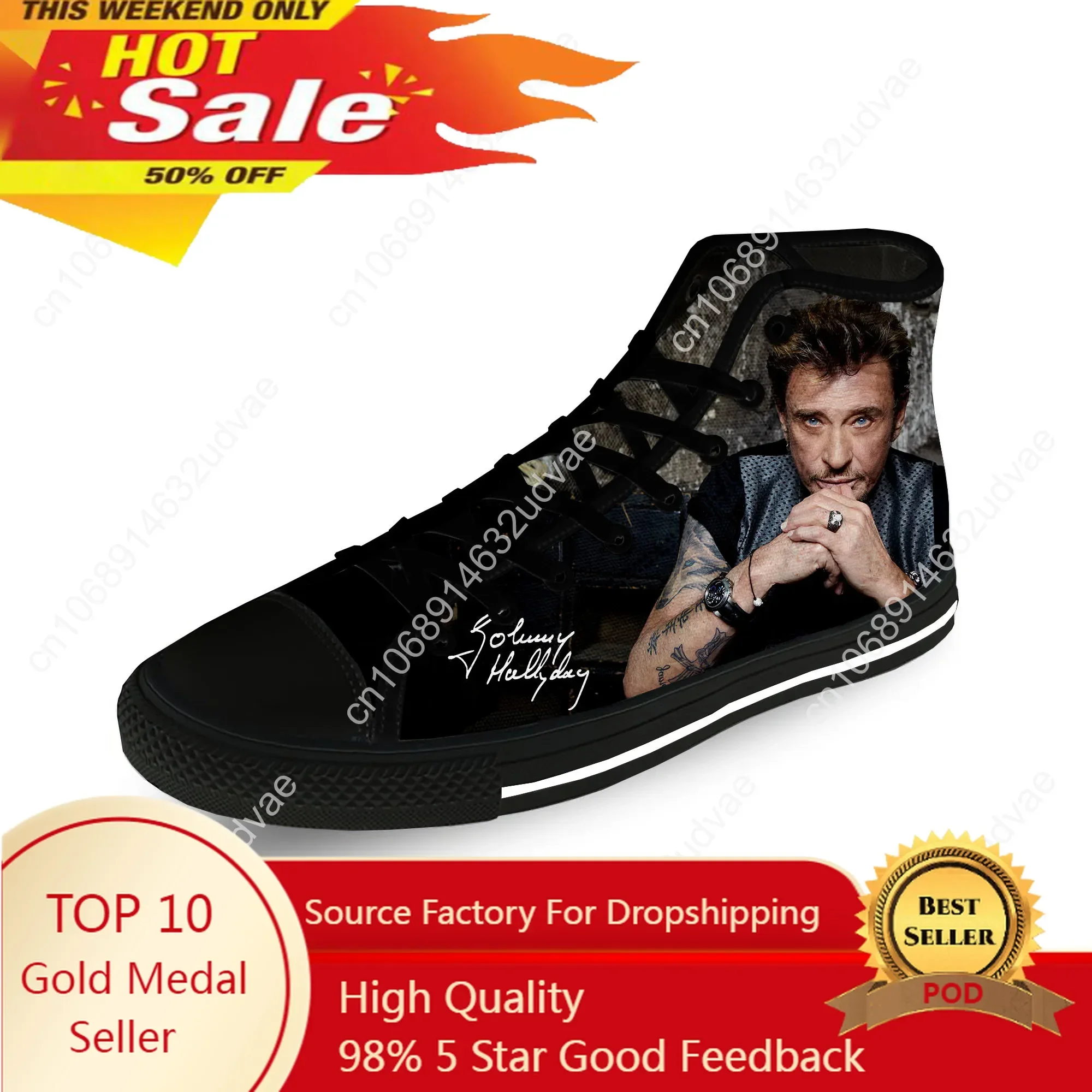 Johnny Hallyday Rock Star легкая ткань с 3D принтом забавные модные высокие парусиновые туфли мужские и женские повседневные дышащие кроссовки