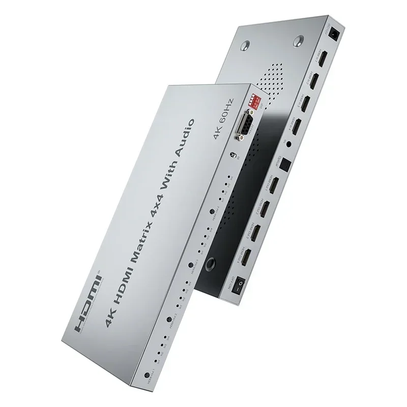 Фото Матричный 4K 60 Гц 4x4 HDMI 4 в 4 выхода 4K 30 Гц 4x4 HDMI Матричный видеопереключатель Разветвитель-конвертер с оптическим аудиовыходом 3,5 мм RS232 №2