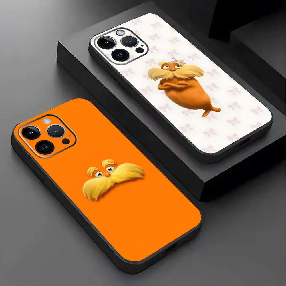 Чехол для телефона Cartoon T-The L-Lorax для iPhone 16, 16e, 15, 14, 13, 12, 11 Plus Mini Pro Max, мягкий черный противоударный чехол
