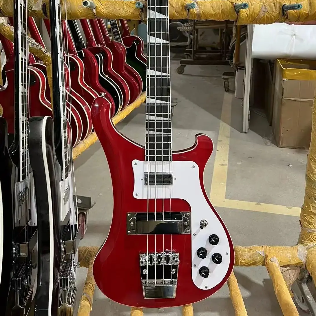 Электрическая гитара Rickenbacker 4003, бас-гитара, корпус из липы, прозрачный красный цвет, подставка из розового дерева, Бесплатная доставка гитара