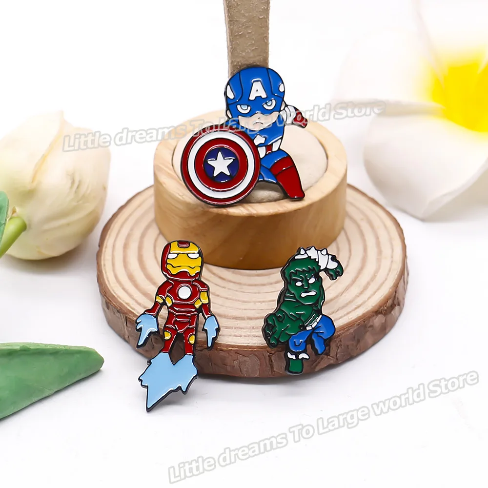 Броши в стиле аниме Marvel Железный человек Халк Мстители Капитан Америка поп-эмаль Детские значки броши для мальчиков мужские ювелирные изде...