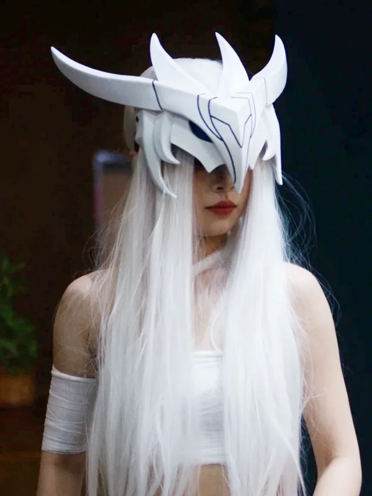 Фото Lol Halloween Pixiv Game League Of Legends Yone Mask Cos Dress Up Ball Люминесцентная смоляная маска 2025 горячая распродажа №3