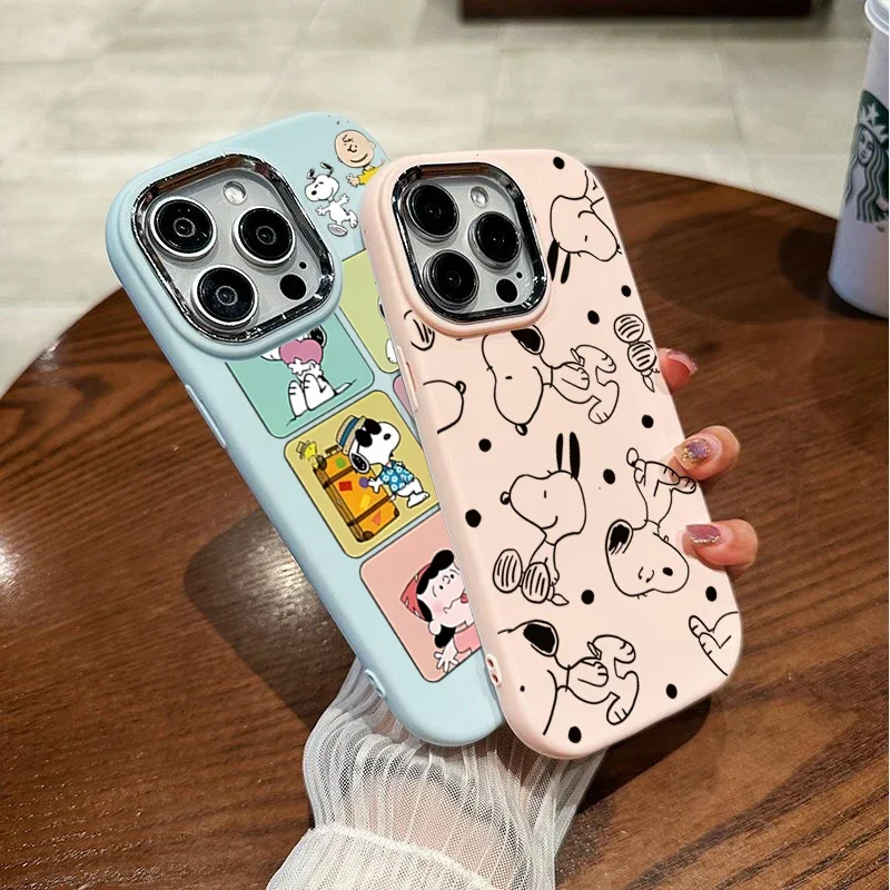 Фото Милый чехол Snoopy для iPhone 16E 16 15 Plus 14 13 12 11 Pro Max X XS XR 7 8 Plus SE 4 Cover №4