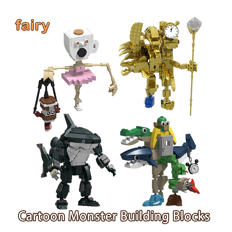 Итальянский мозг, животное MOC, строительные блоки, Tung Tung Tung, сашур, акула, монстры, большая чашка BOSS, женский настольный орнамент, сувениры для вечеринки