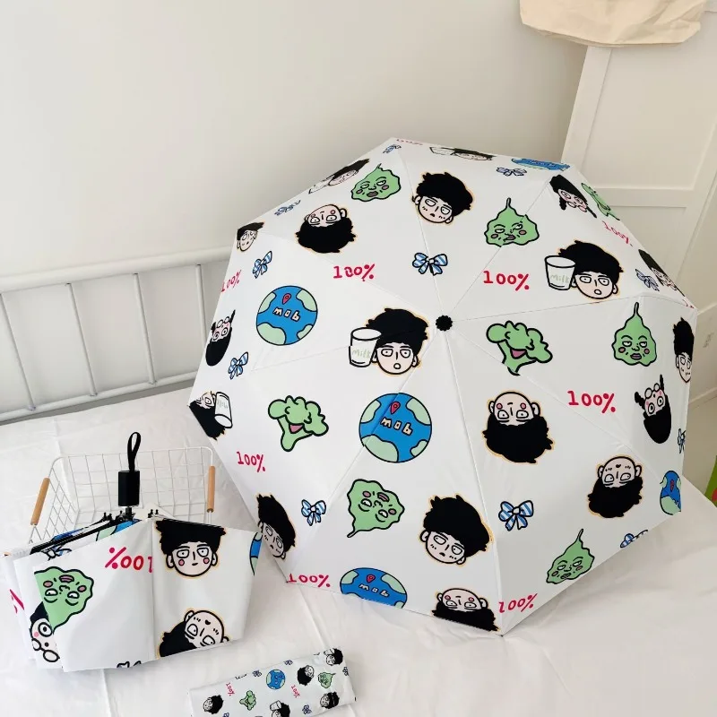 Аниме мультфильм Mob Psycho 100, зонтик с ямочками, автоматический зонтик от солнца, защита от солнца и дождя, двумерные аксессуары для девочек, подарок