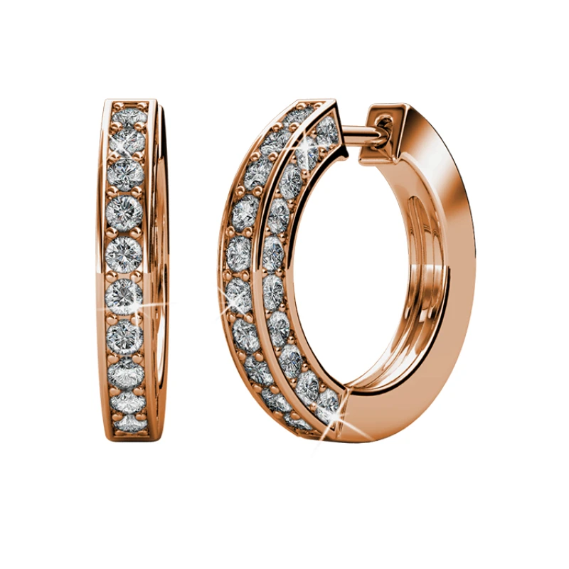 Daisini Изысканные серьги-кольца диаметром 16 мм, украшенные кристаллами премиум-класса из 18-каратного золота Swarovski, ювелирные изделия для женщин