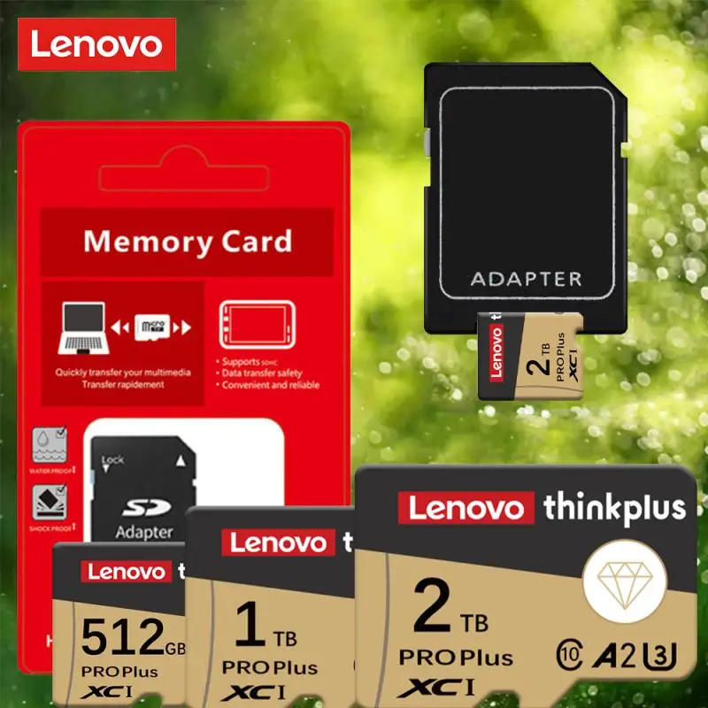 Карта памяти Lenovo 128 ГБ Микрокарта класса 10 512 ГБ 256 ГБ SD/TF Флэш-карта Бесплатный SD-адаптер для мобильного телефона Компьютерная камера Ps5