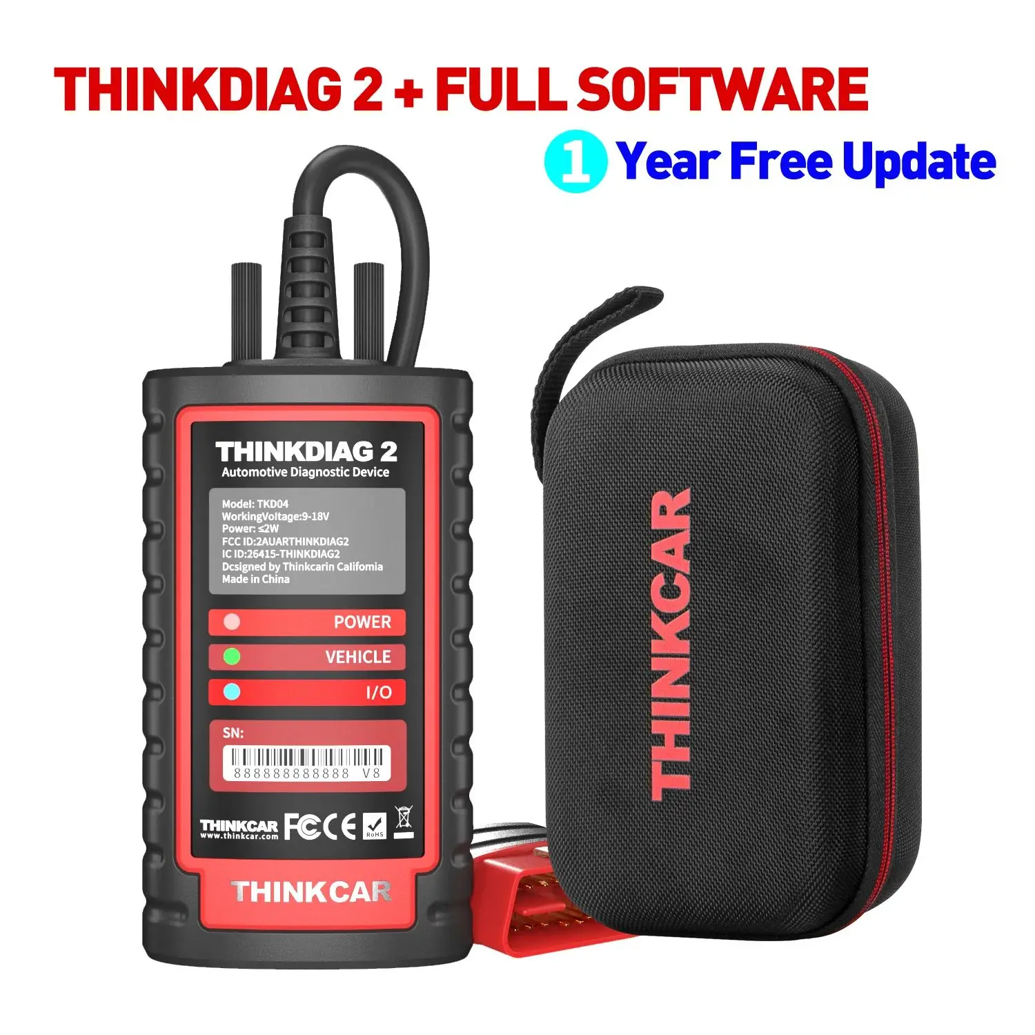 Диагностический сканер ThinkDiag 2, диагностический инструмент с поддержкой кодирования CAN FD ECU, для активного тестирования, 16 сбросов, OBD2