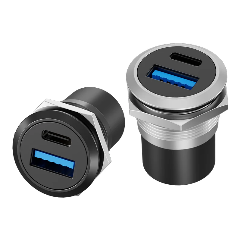 Соединитель USB 3.0 для монтажа на панели, сквозной разъем USB, адаптер-удлинитель перегородки «мама-мама» с водяным/пылевым колпачком