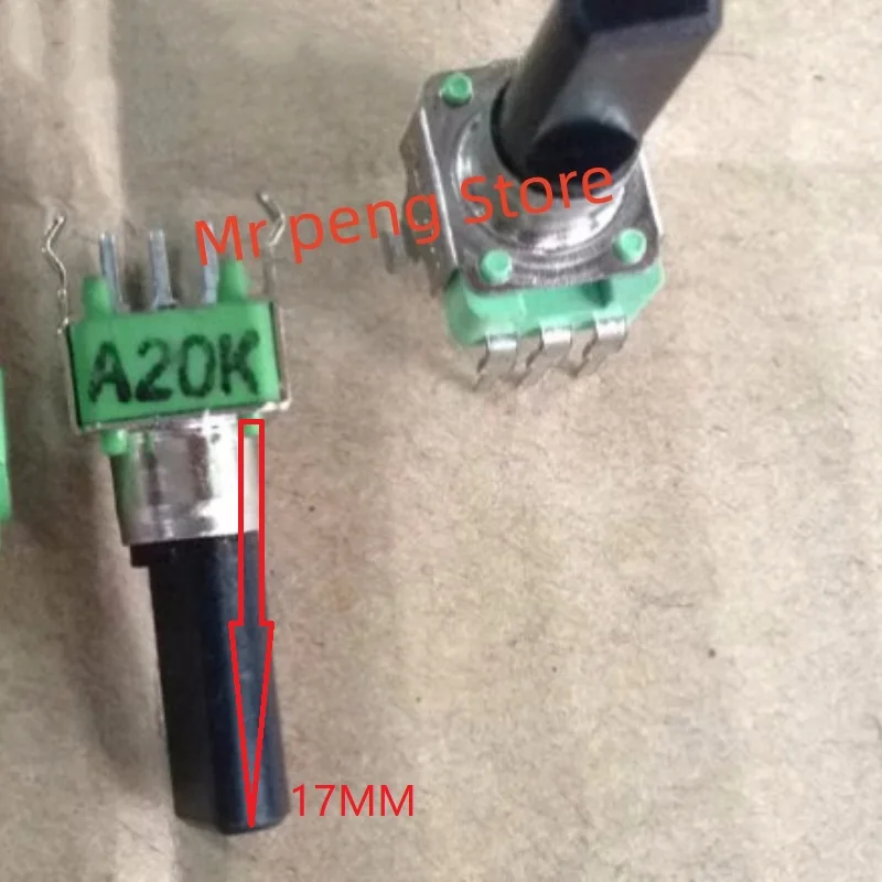 2 шт., потенциометр типа ALPHA R09 A20K с центральным позиционирующим валом, длина 17 мм, Полуось