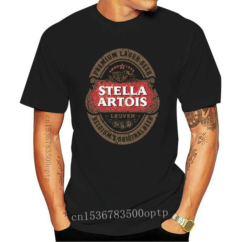 Новая футболка с надписью «Stella Artois», дизайн под заказ, цветная изношенная этикетка с рисунком (2)