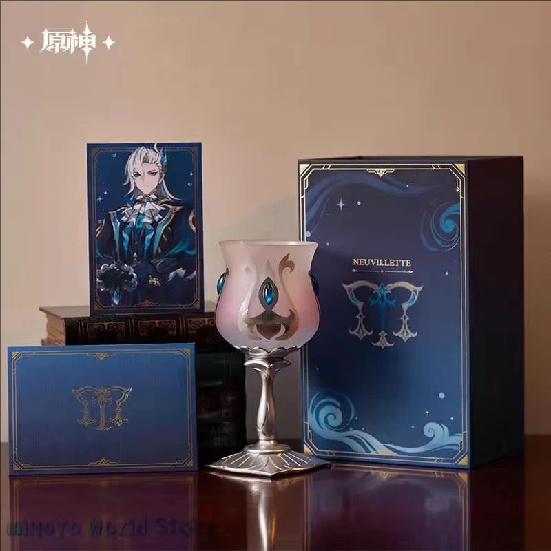 Genshin Impact Кубок с подарочной коробкой Unity of All Waters Neuvillette Чашка для воды 395 мл Декор для офисной студии аниме-игр для энтузиастов