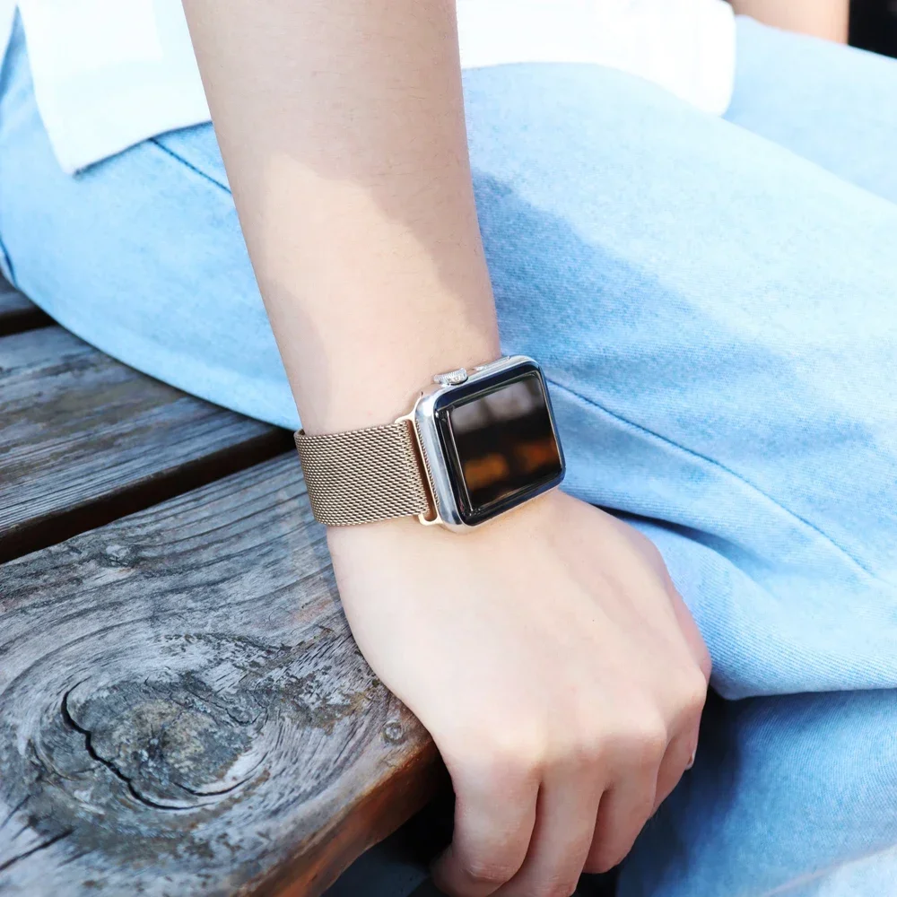 Фото Ремешок «Миланская петля» для apple watch, металлический браслет для iwatch series 9 8 7 6 5 4 3 SE, ультра 49 мм 45 мм 44 мм 41 мм 40 мм №4