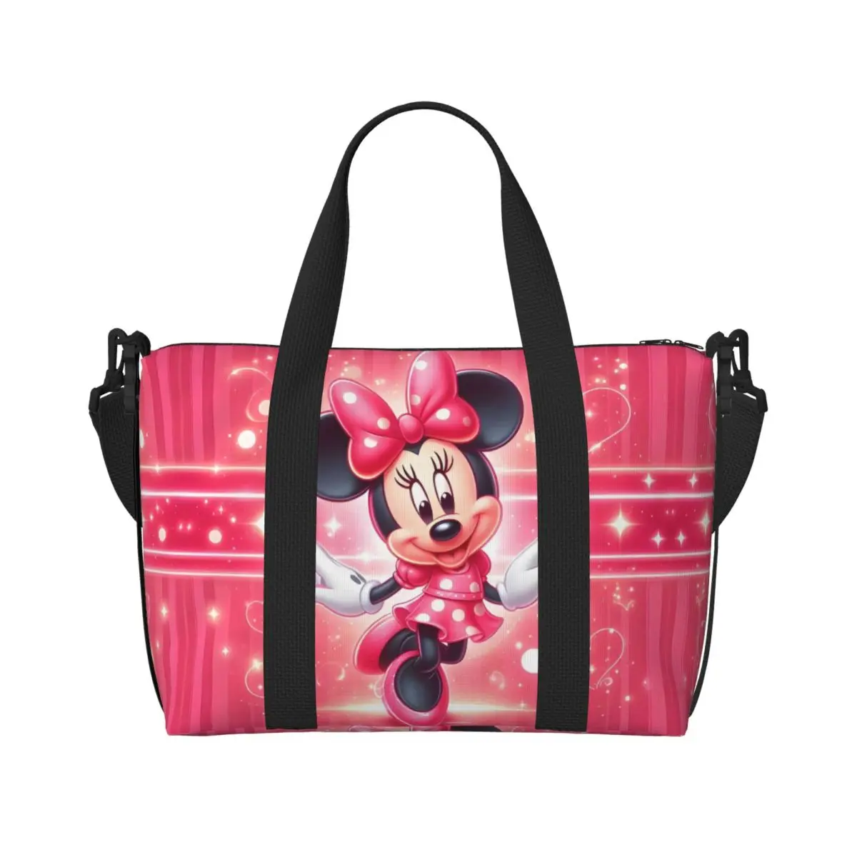 Пляжная большая сумка на заказ Minine Mouse, женская классическая пляжная дорожная сумка с мультяшным рисунком фильма и большим отделением для спортзала