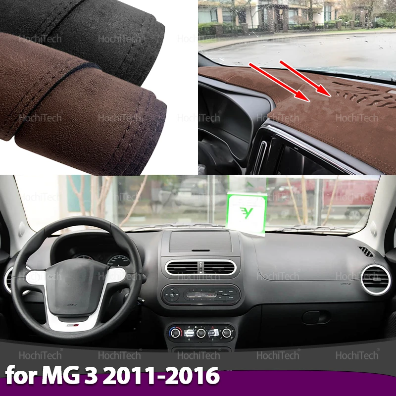 Для MG 3 MG3 ZP11 второго поколения 2011-2016 Нескользящий коврик из замши, черный коврик для приборной панели автомобиля, защитный ковер