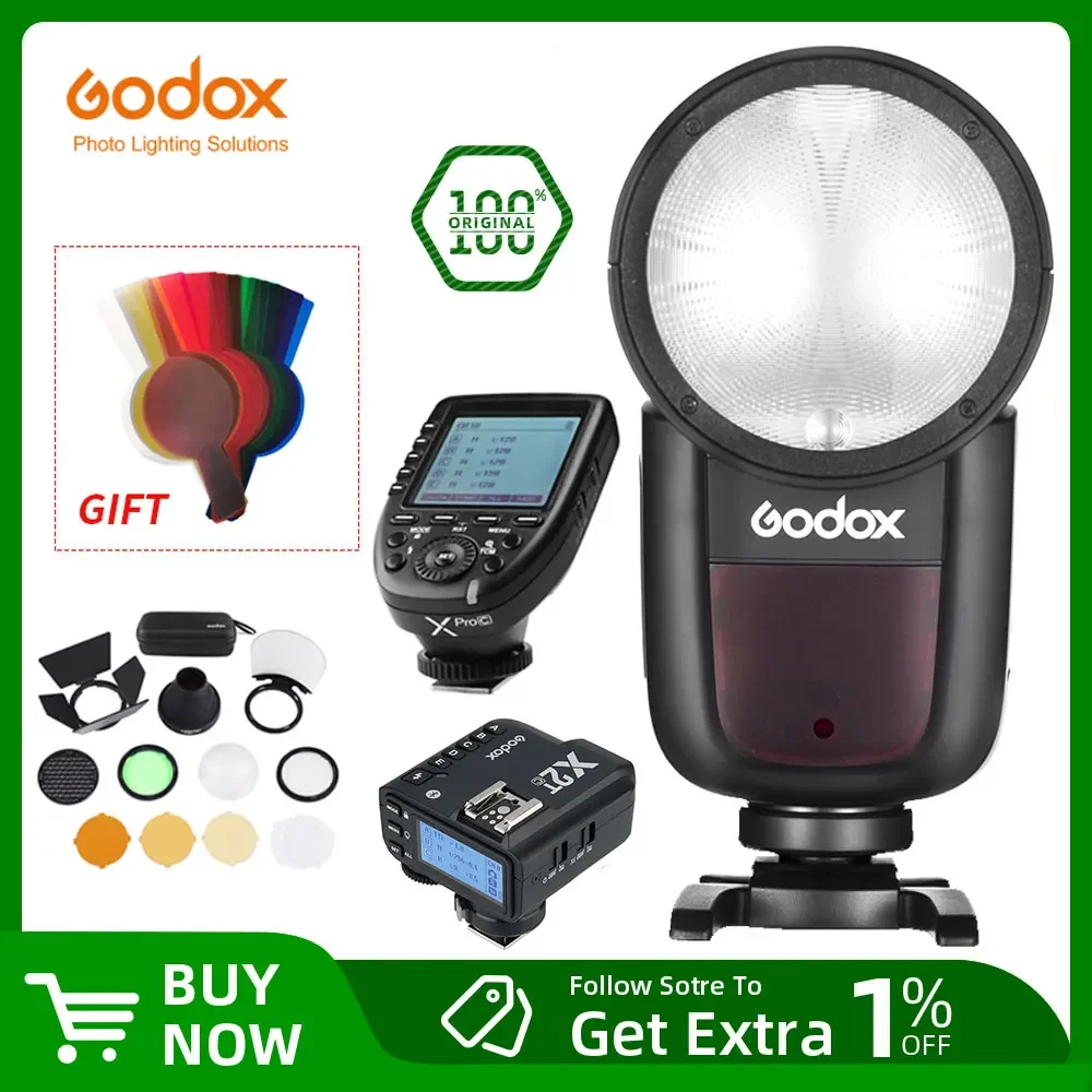 Godox V1 V1S V1C V1N V1F V1O HSS TTL 1/8000s вспышка Speedlite с триггером Xpro X2T для камеры Olympus Nikon Canon Fuji Sony