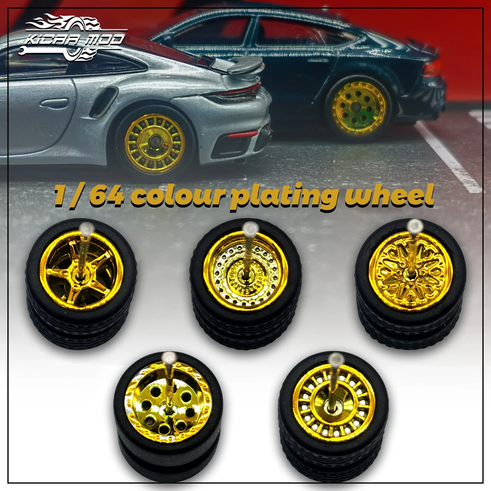 KicarMod 1/64, модель автомобиля, ретро-колеса, 5 комплектов для Hotwheels, резиновые шины с печатью (съемные типы), процесс гальваники