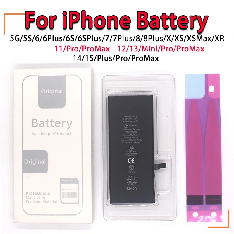 Аккумулятор для телефона для IPhone 5S SE/2/3 6 6s 6p 6sp 7 7p 8 Plus X Xr Xs Max 11 12 Mini 13 Pro 14 15 Plus, аккумулятор для Apple