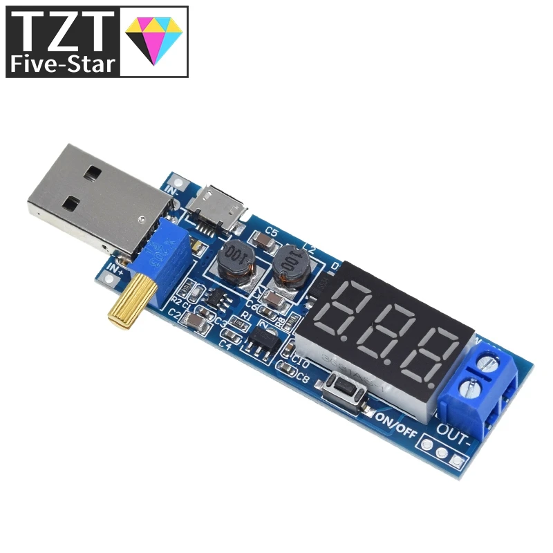 Фото TZT 1 шт. Φ 5 В до 3,5 В/12 в USB понижающий модуль питания Регулируемый понижающий преобразователь DC 1,2-24 В №3