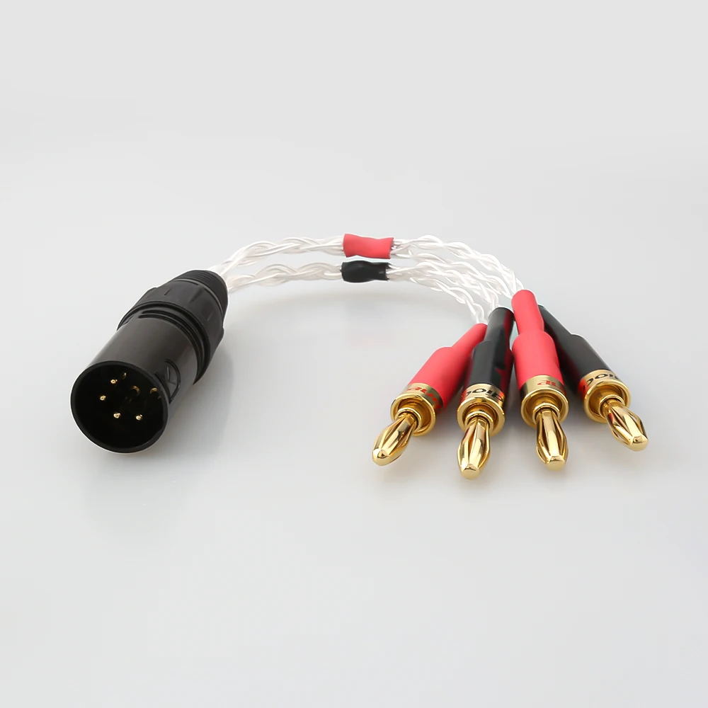 Фото HiFi OCC посеребренный XLR штекер 4-контактный Делюкс 4 мм банановый штекер аудио кабель усилитель динамика №2