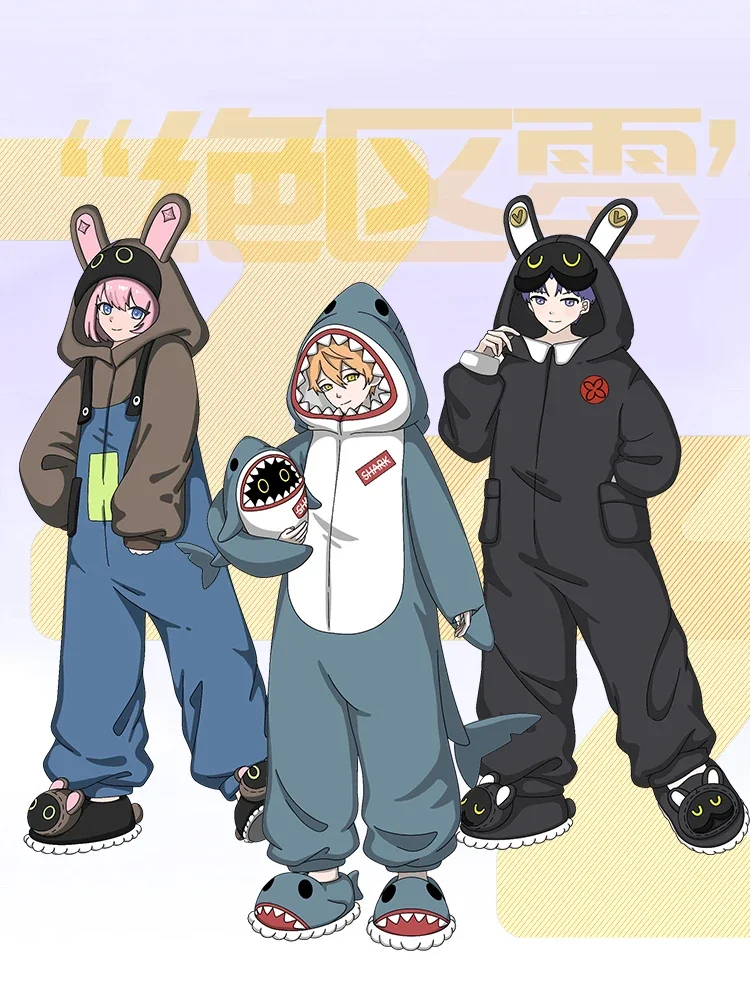 Аниме Zenless Zone Zero The Bangboo Shark Косплей Пушистая пижама с ногами Мультфильм Nonopnd Одежда для отдыха Домашняя одежда Украшение Рождественский подарок