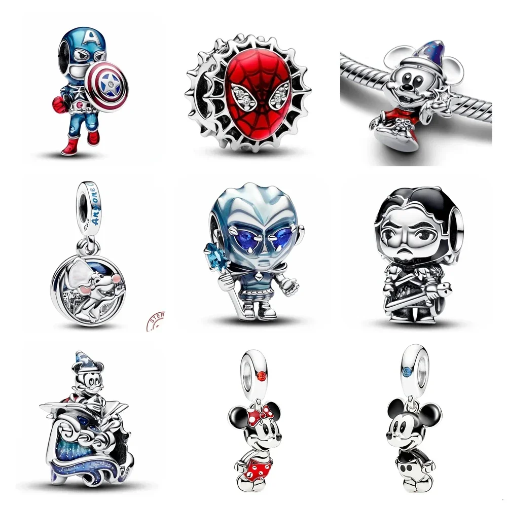 Фото 100%, новинка, бусины-шармы MINISO Disney в виде паука, подходят для Pandora, шарм, оригинальный браслет, женская подвеска из серебра 925 пробы, бисер, ювелирные изделия №4