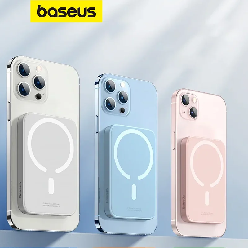 Baseus Магнитный внешний аккумулятор, беспроводная внешняя батарея для Magsafe, портативное зарядное устройство для iphone 15 14 13 12 Mini Pro Max