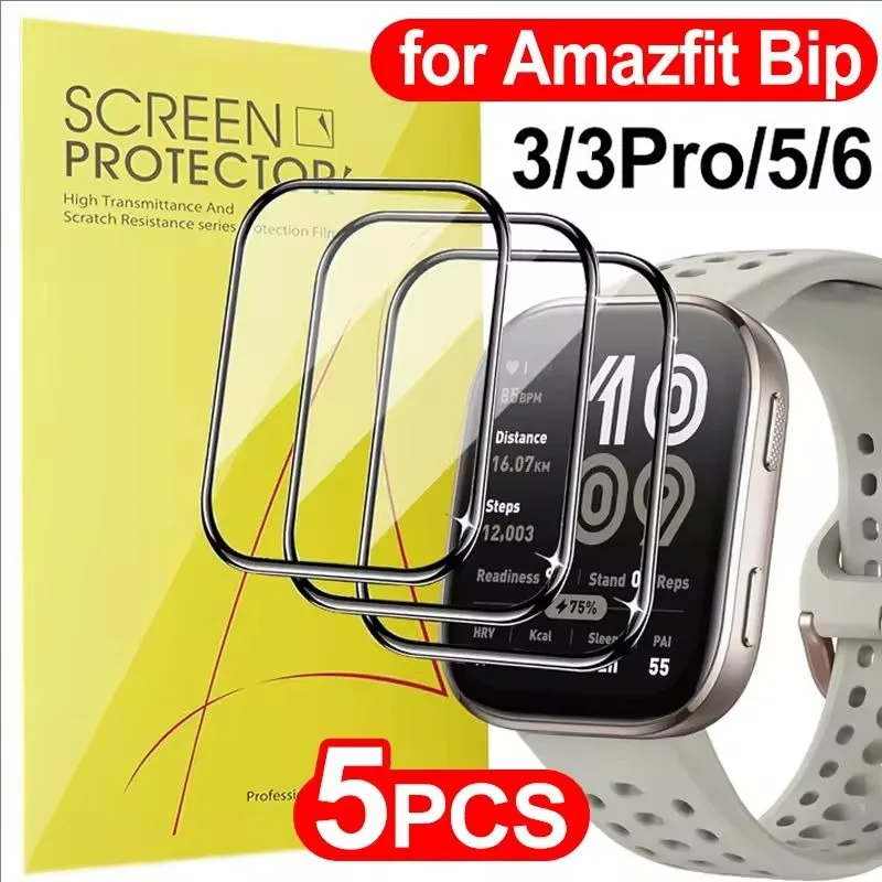 Защитные пленки для умных часов Amazfit Bip 6 5, гибкие прозрачные защитные пленки HD для умных аксессуаров Amazfit Bip 6 5