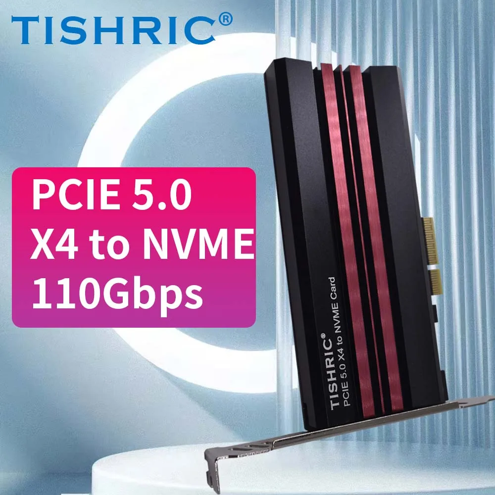 Карта расширения TISHRIC PCIE 5.0 X4 к NVME SSD M2 B/B + M-Key PCIE-адаптер Riser Card с поддержкой термопрокладки 2230 2242 2260 2280
