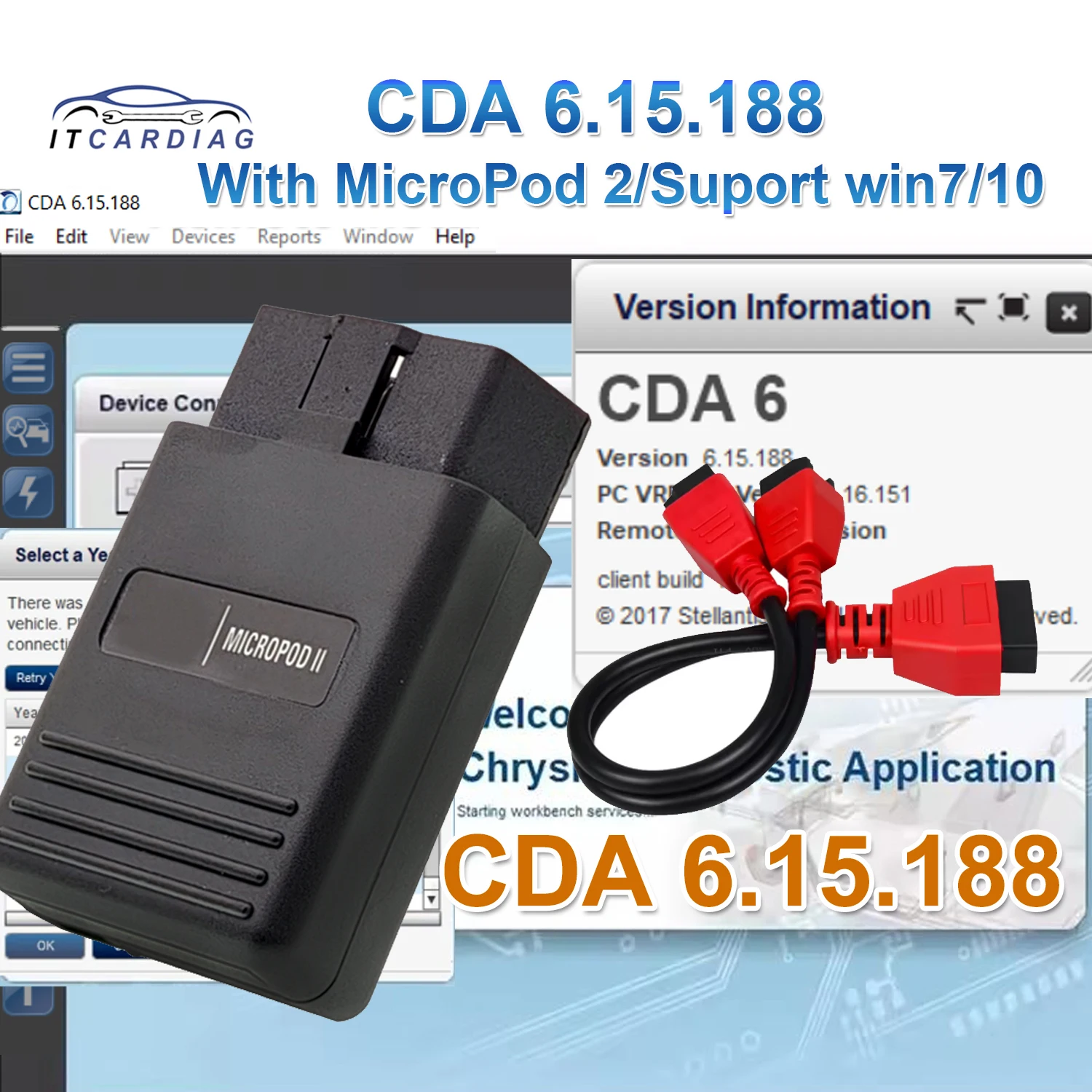 V17.04.27 MicroPod 2 с CDA6 CDA 6.15.188 Инженерное программное обеспечение Сканер MicroPod2 для EDITING DODGE/CHRYSLER/JEEP Инструмент для ремонта автомобилей