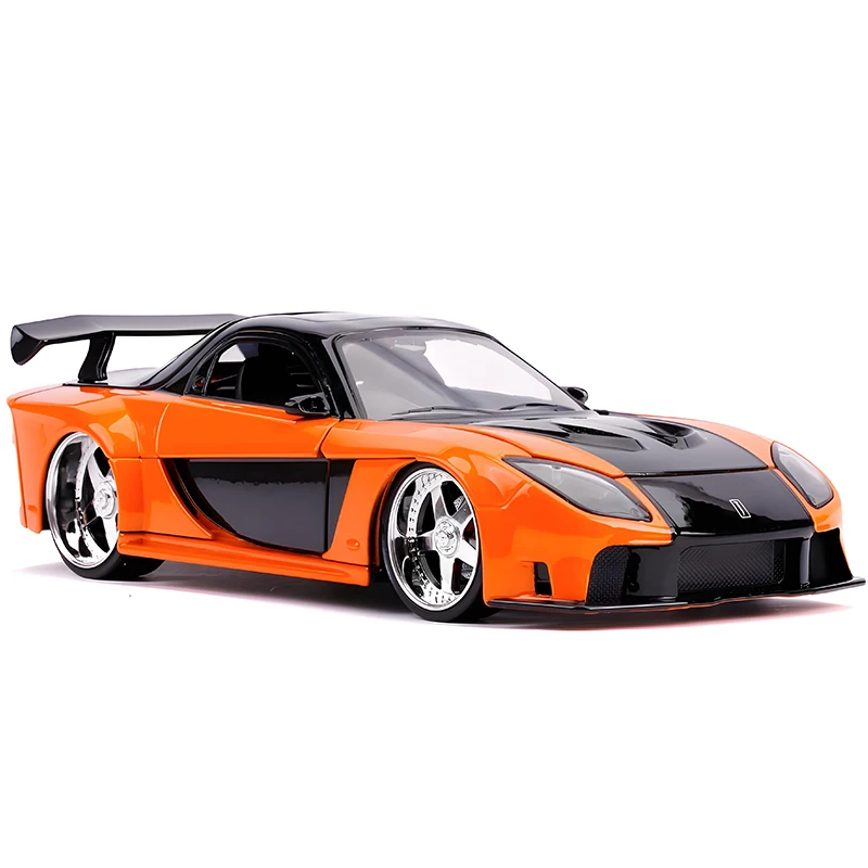 Фото JADA 1:24 Fast & Furious Han's Mazda RX7 Легкосплавный автомобиль Литье под давлением и игрушечный транспорт Модель автомобиля Миниатюрная масштабная модель автомобиля для детей №4